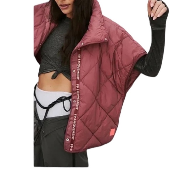 Free People Chill Out Packable Puffer Poncho Scarf One Size - Picture 1 of 14